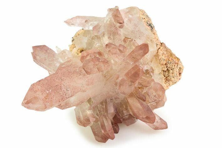 Spotted Pink-Hued Quartz Crystal Cluster - India #358803